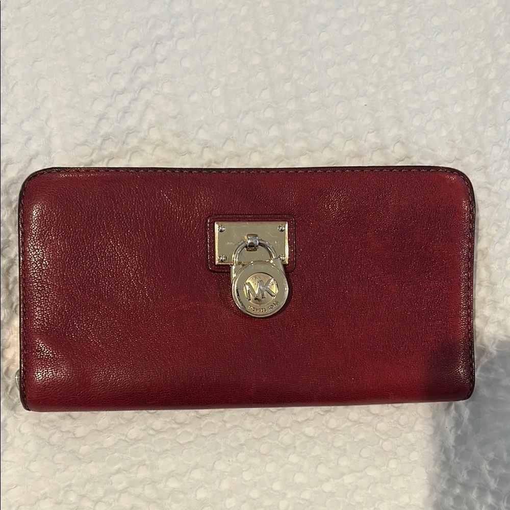Michael Kors Burgundy Leather Clutch